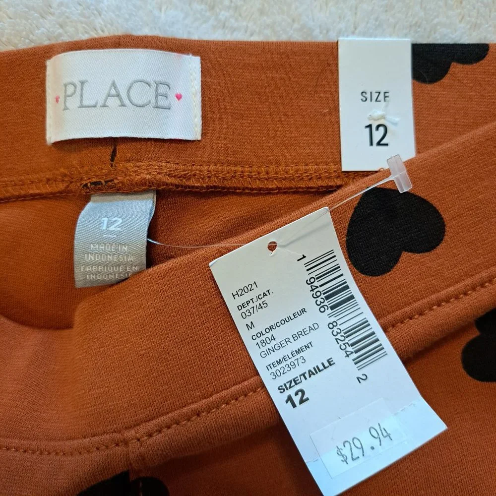 NEW Children's Place Heart Leggings with Zippers Size 12